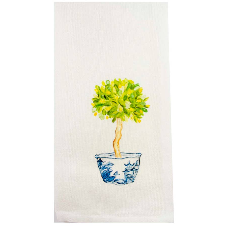 Lemon Tree in Blue/White Pot Dishtowel