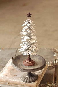 Snowy Metal Christmas Tree 14"